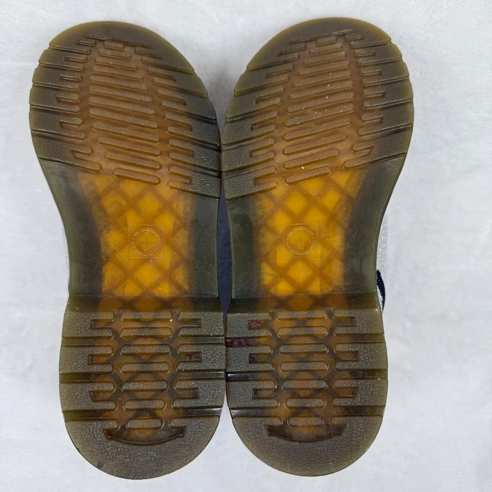 Dr. Martens 1460‎ Silver Holo Glitter Combat Boots Side Zip Kids Shoes M4 L5